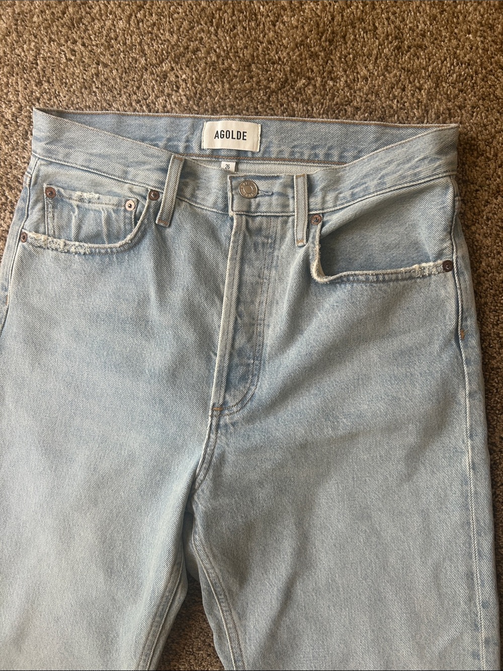 Agolde Light Blue High-Rise Straight Jeans